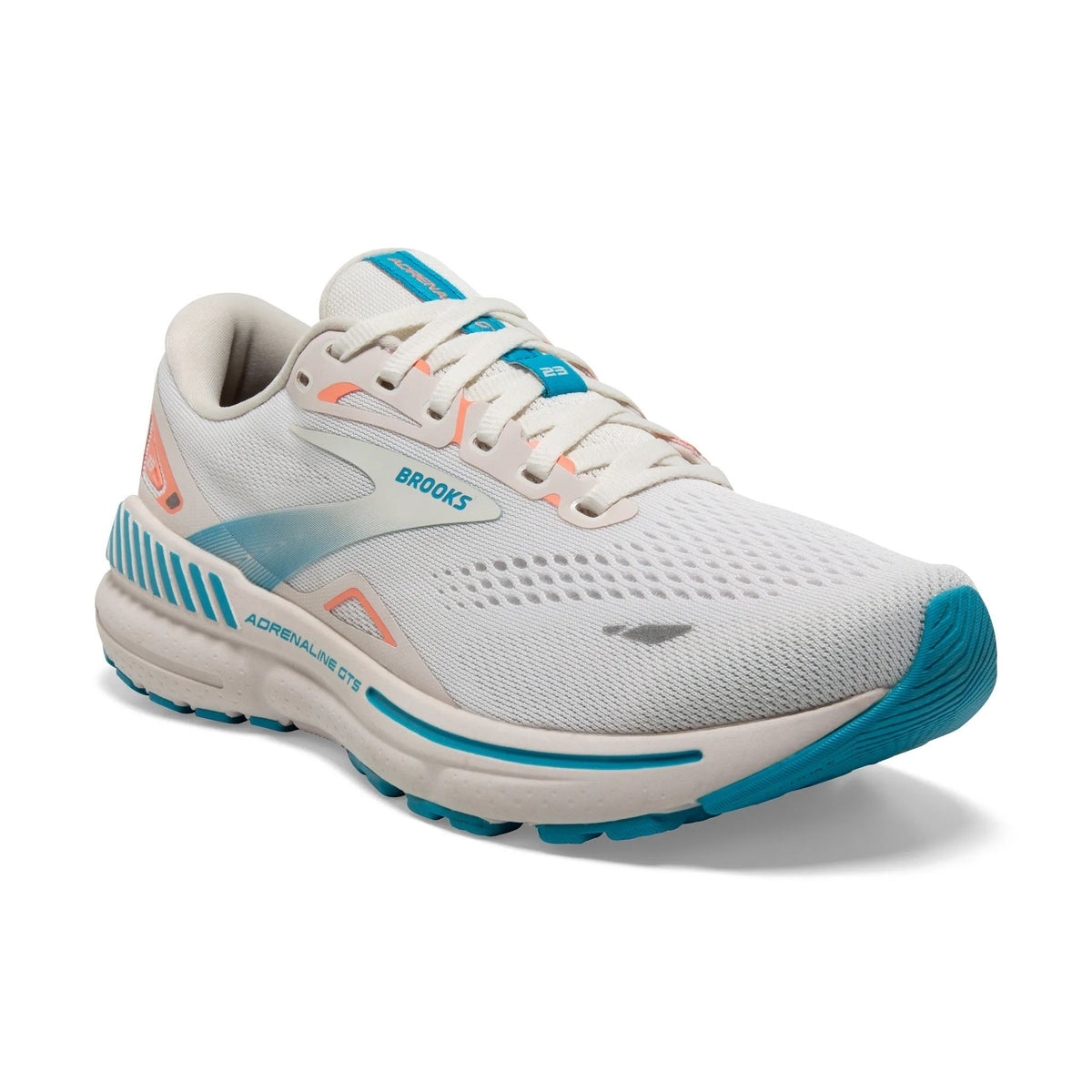 Brooks Women's 120381 152 Adrenaline GTS 23 Coconut Papaya Blue Cushion  Support Running Shoes