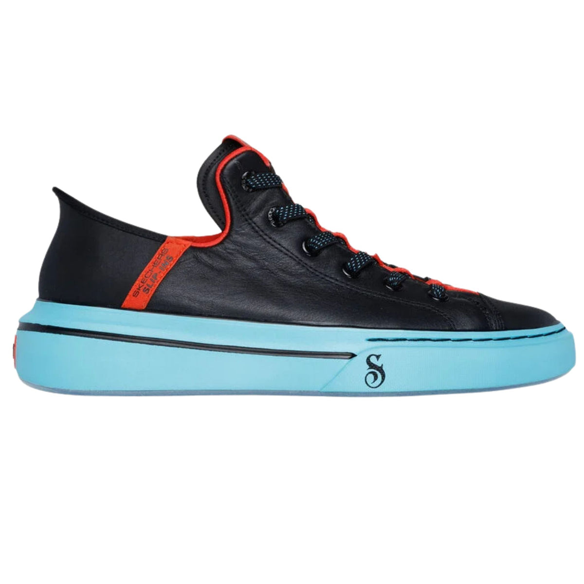 Skechers Men's 251035 Snoop One-OG Leather Black Turquoise Slip