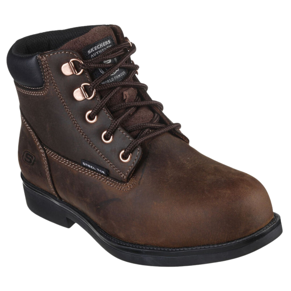 NWOT Skechers Men\'s Dark Brown Lace-Up Leather Work Boots Brown Skechers Mens Respected-boswell Lace-up Boot | Rack  main image 2