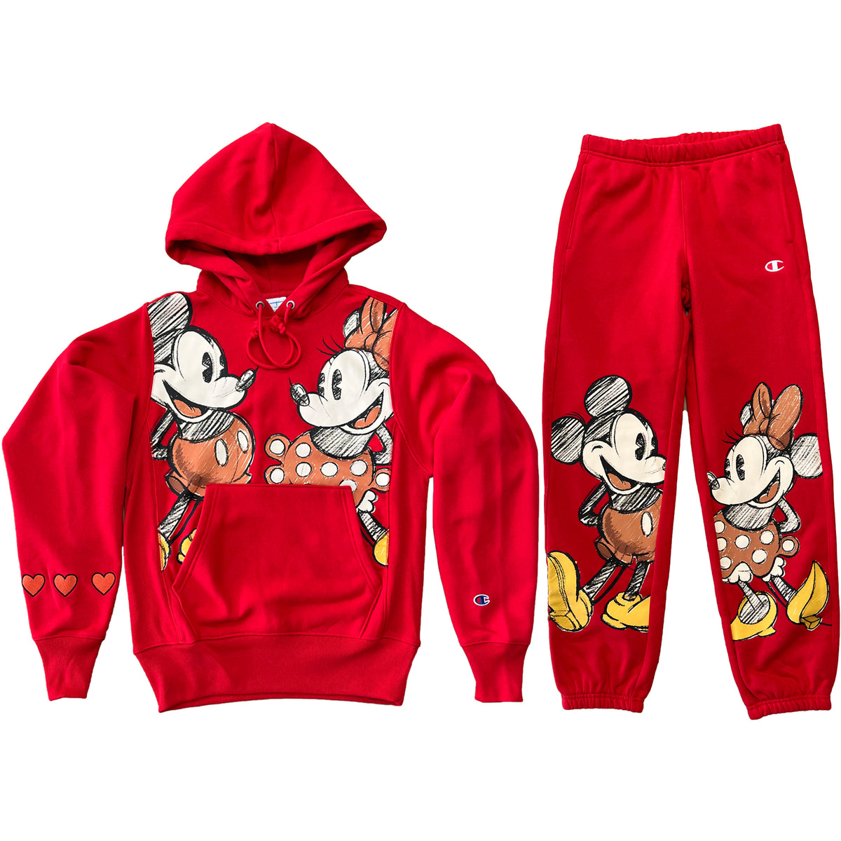 Champion X Disney Mickey Minnie Mouse Hearts Love Reverse Weave