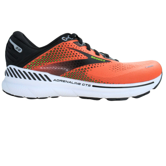 Brooks Men's 110366 846 Adrenaline GTS 22 Orange Black White Cushion Support Running Shoes