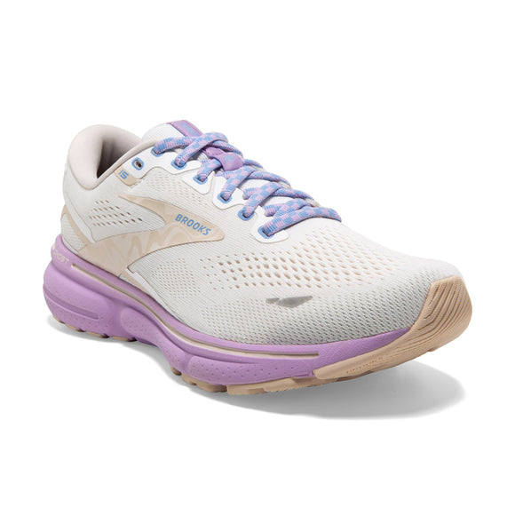 Brooks Women's 120380 166 Ghost 15 White Parchment Lavendula Cushion Neutral Running Shoes