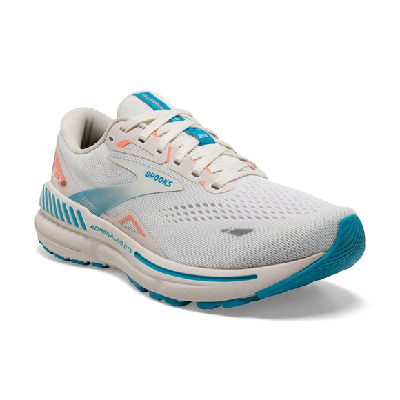 Brooks Women's 120381 152 Adrenaline GTS 23 Coconut Papaya Blue Cushion Support Running Shoes