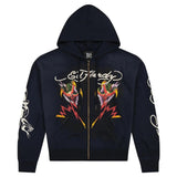 Ed Hardy Men's Sun Fade Navy Tiger Full Zip Boxy Hoodie ThatShoeStore