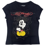 Ed Hardy Women's Disney Mickey Anchor Rhinestone Cap Sleeve T-Shirt ThatShoeStore