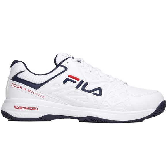 Fila Men's 1PM00601 125 Double Bounce 3 White Navy Red Pickleball Shoes