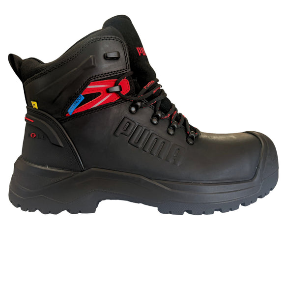 Puma Men's 632745 Iron Black Mid Waterproof Safety Toe Metal Free Work Boots