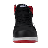 Puma Men's 630055 Frontcourt Black White Red Mid Safety Composite Toe Slip Resistant EH Work Shoes ThatShoeStore