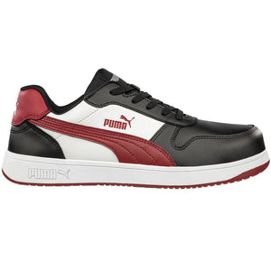 Puma Women's 640215 Frontcourt Black White Red Low Safety Composite Toe Slip Resistant EH Work Shoes
