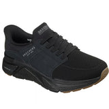 Skechers Men's 183432 Rovino Lite Dress in Knit Slip-ins Black Air-Cooled Memory Foam Contour Foam Casual Shoes ThatShoeStore