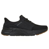 Skechers Men's 183432 Rovino Lite Dress in Knit Slip-ins Black Air-Cooled Memory Foam Contour Foam Casual Shoes ThatShoeStore