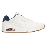 Skechers Men's 183004 UNO Suited On Air White Navy Memory Foam Casual Shoes (WIDE) ThatShoeStore