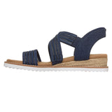 Skechers Women's 114408 BOBS Desert Kiss Lavish Leap Slip-ins Navy Vegan Memory Foam Sandals ThatShoeStore