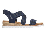 Skechers Women's 114408 BOBS Desert Kiss Lavish Leap Slip-ins Navy Vegan Memory Foam Sandals ThatShoeStore