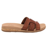 Skechers Women's 114703 BOBS Desert Kiss Low Stud Look Chestnut Vegan Plush Foam Slide Sandals ThatShoeStore