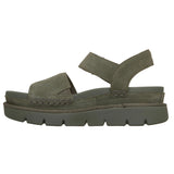 Skechers Women's 190420 Street Hiker Breeze Shore Heights Olive Suede Luxe Foam Sandals ThatShoeStore
