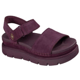 Skechers Women's 190420 Street Hiker Breeze Shore Heights Wine Suede Luxe Foam Sandals ThatShoeStore