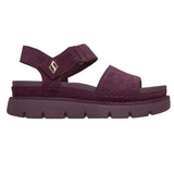 Skechers Women's 190420 Street Hiker Breeze Shore Heights Wine Suede Luxe Foam Sandals ThatShoeStore
