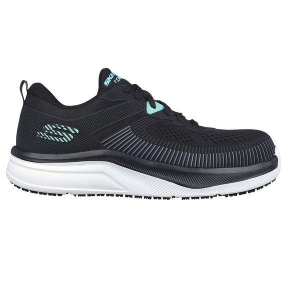 Skechers Men's 200199 Jevion Black White Safety Toe Metal Free Work Shoes