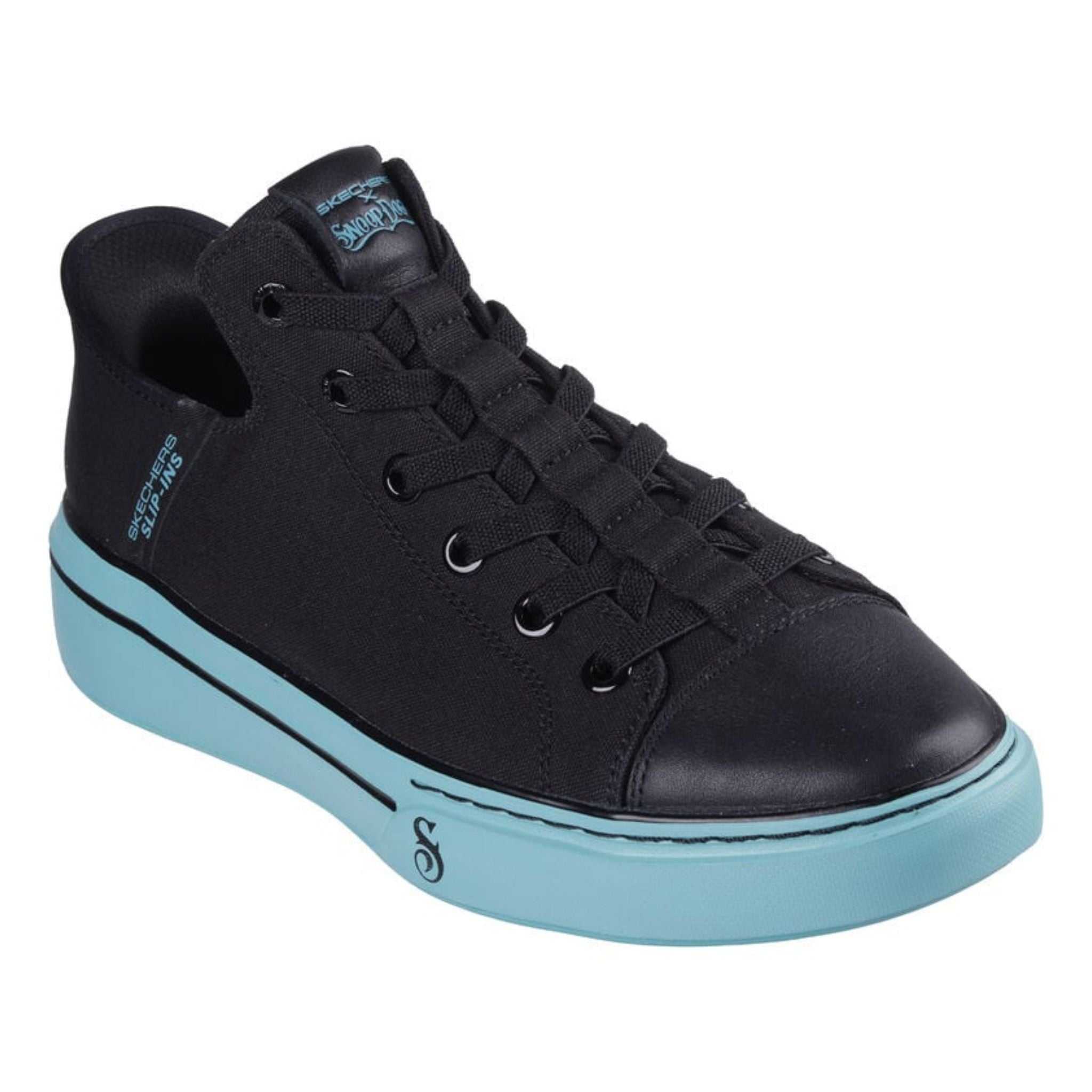 Skechers Men's 251032 Snoop One-OG Tela Black Aqua Slip-ins Casual