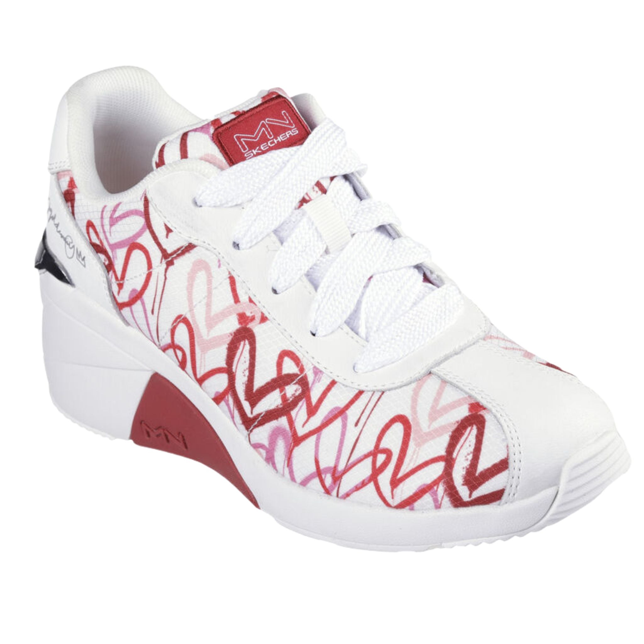 Skechers Women's 177678 A Wedge Heart Of Hearts White Red Casual