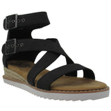 Skechers Women's 114124 BOBS Desert Kiss Sun Dipped Black Gladiator Sandals ThatShoeStore