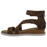 Skechers Women's 114126 BOBS Desert Kiss Golden Dahlia Leopard Gladiator Sandals ThatShoeStore