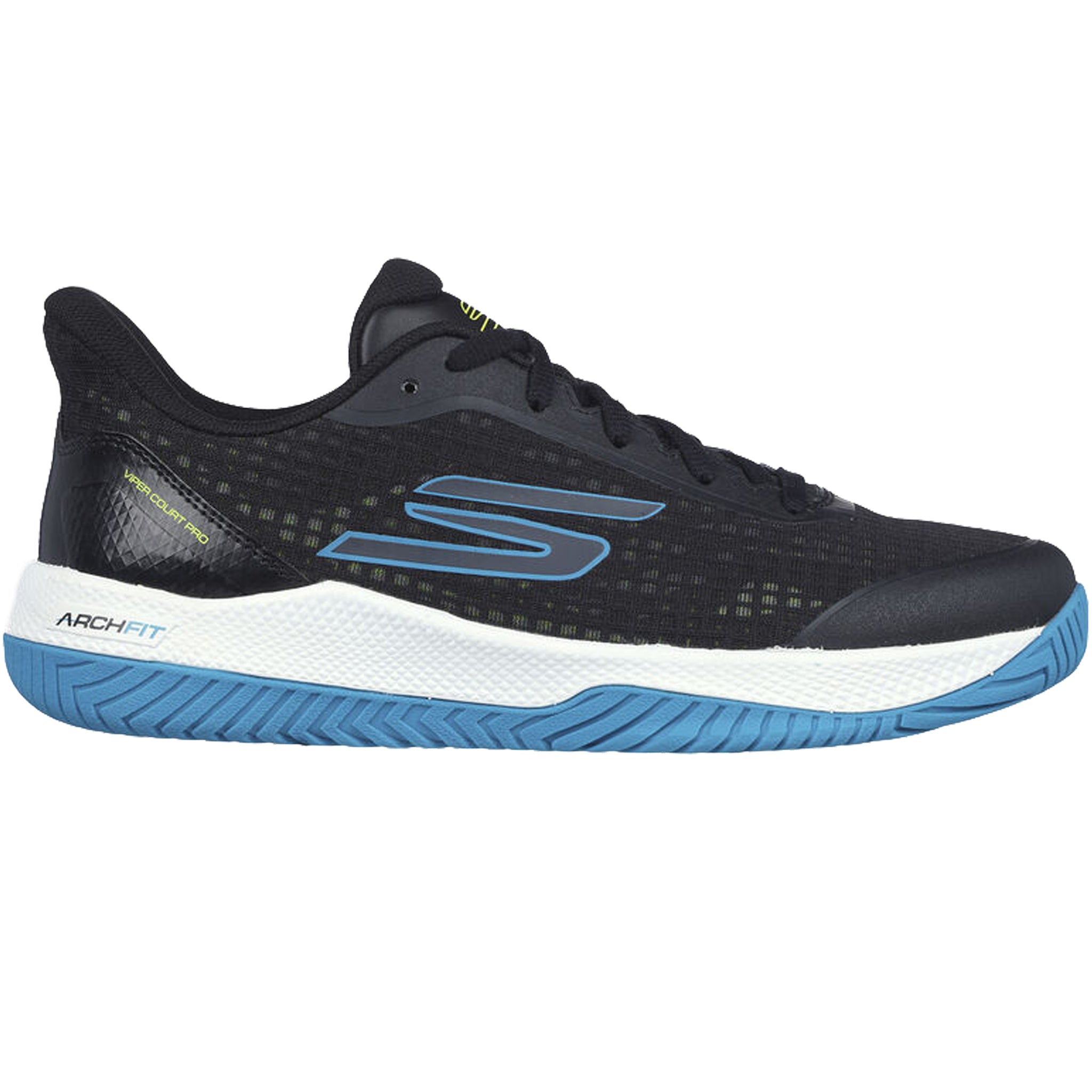 Black and blue skechers on sale