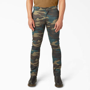 Dickies Men's A875H2C Flex Skinny Straight Fit Double Knee Work Pants Camo