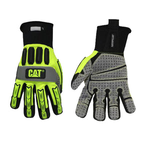Caterpillar Men's High-Vis High Impact W/ Synthetic Palm Neoprene Cuff Glove CAT6000