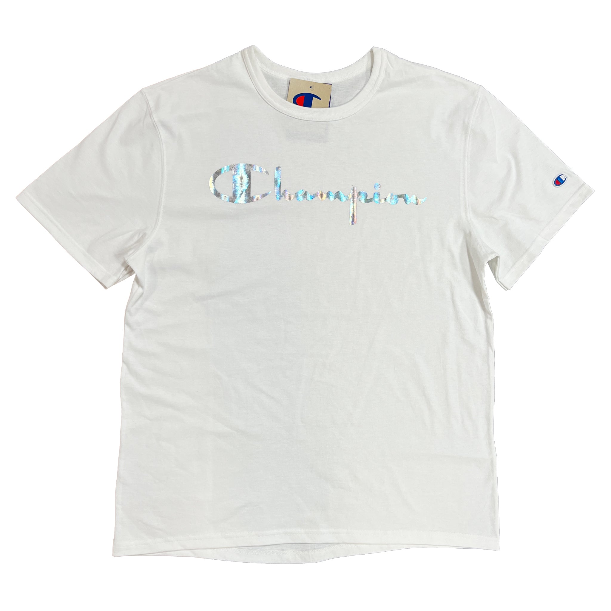 Champion white script tee outlet