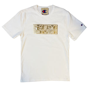 Champion Men's Gold Script & Floral Box Applique Heritage Tee