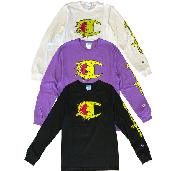 Champion Men s Slime Logos Heritage Long Sleeve Tee White 3X Large