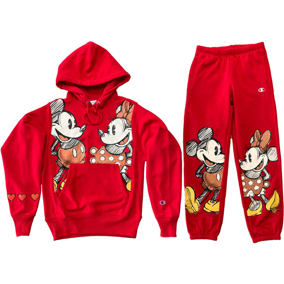 Champion X Disney Mickey Minnie Mouse Hearts Love Reverse Weave Hoodie or Sweatpants
