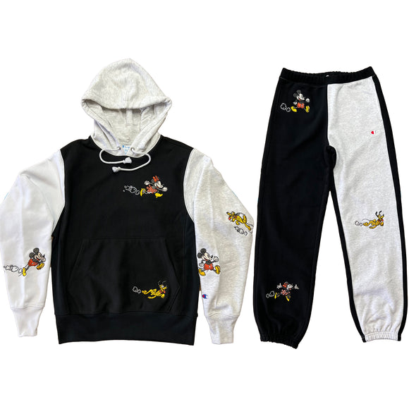 Champion X Disney Mickey Minnie Pluto Patches Reverse Weave Hoodie or Sweatpants