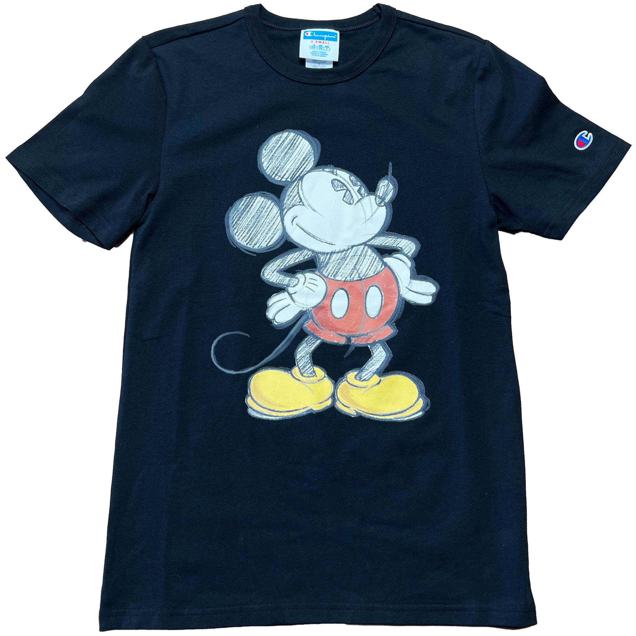 Champion X Disney Mickey Mouse Sketch Logo Crew Neck Tee T Shirt