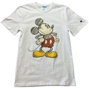 Champion X Disney Mickey Mouse Sketch Logo Crew Neck Tee T-Shirt
