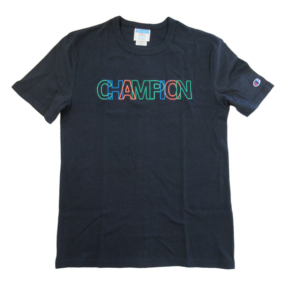 Champions Men's Heritage Tee, Navy Embroidered Block Logo T-Shirt