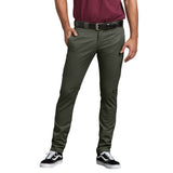 Dickies Men's DWP811 Flex Skinny Straight Fit Double Knee Work Pants Olive Green ThatShoeStore