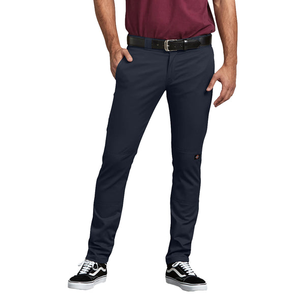 Dickies Men's DWP811 Flex Skinny Straight Fit Double Knee Work Pants Dark Navy