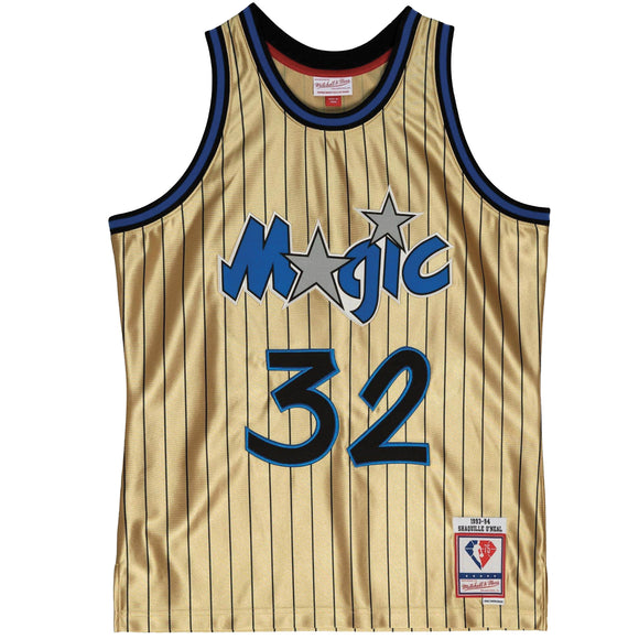 Mitchell & Ness Men's 75th Anniversary Gold Swingman Shaquille O'Neal Orlando Magic 1993-94 Jersey