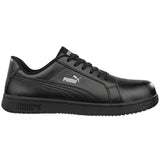 Puma Men's 640005 Iconic Leather Low Black Composite Safety Toe Metal Free Work Shoes ThatShoeStore