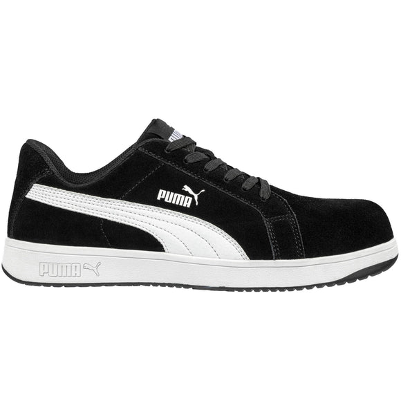 Puma Women's 640115 Icon Suede Low EH Black White Work Shoes