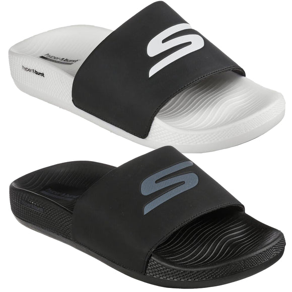 Skechers cheap black slides
