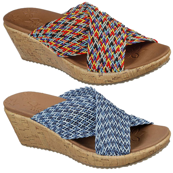 Skechers Women's 32968 Beverlee Vacation Mode Luxe Foam Wedge Sandals