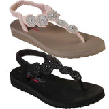 Skechers Women's 31755 Meditation Stars Sparkle Yoga Foam Thong Sandals ThatShoeStore