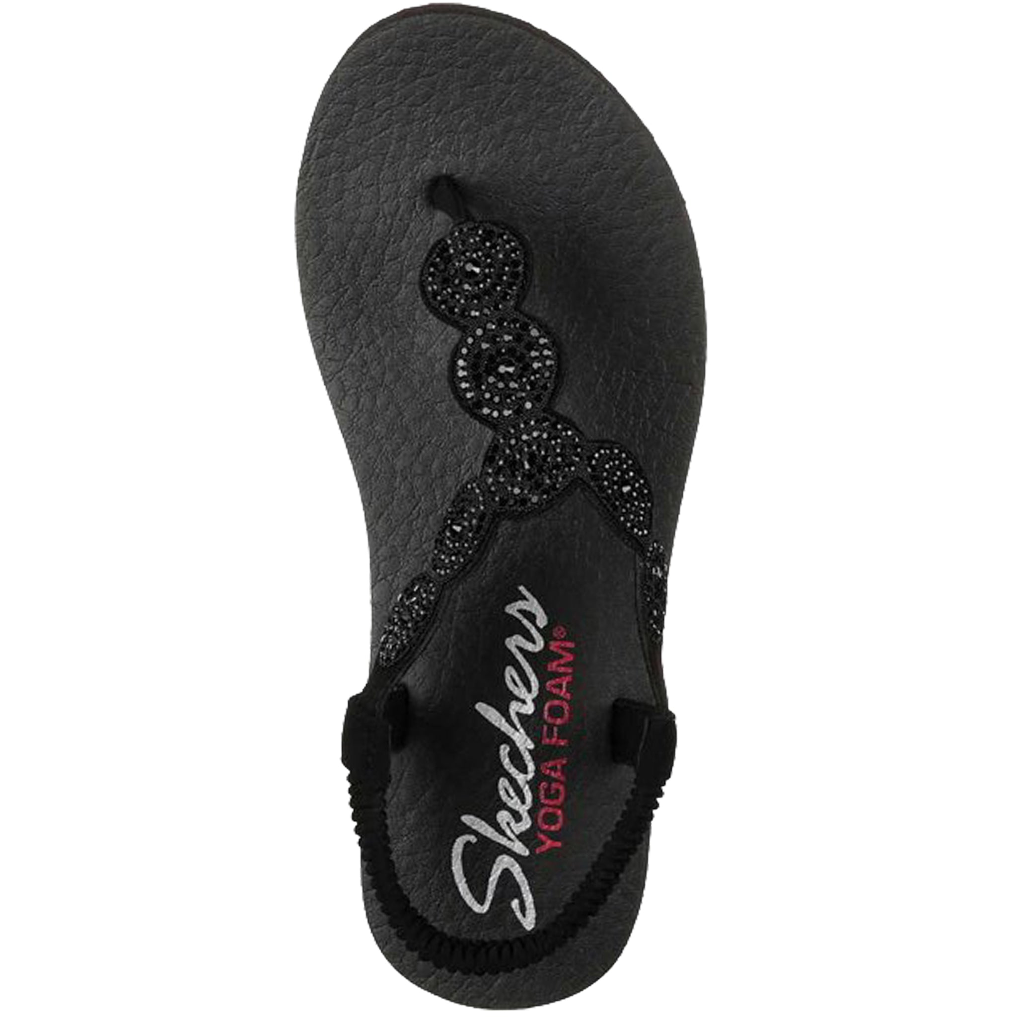 Skechers Sandals Size 8 Black Yoga Foam Studded Thong High Wedge Adult